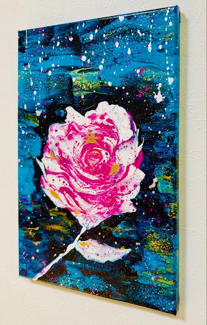 原画 抽象画 【 銀雨と薔薇の記憶 】