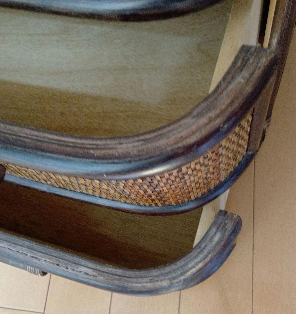 籐家具ラタン 昭和レトロ エスニック アジアンラック ４段木製チェスト ブラウン