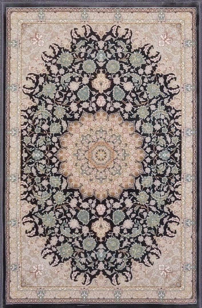 立体柄、144万ノット！高密度織、本場イラン産 絨毯！60×90cm‐49001