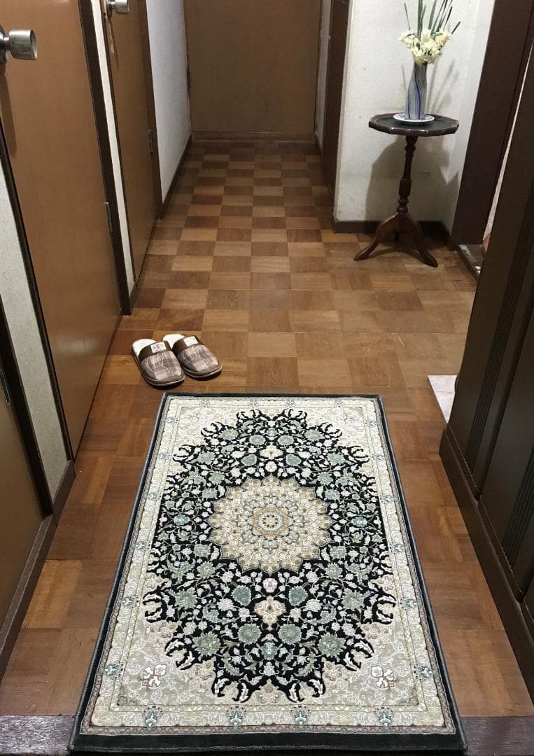 立体柄、144万ノット！高密度織、本場イラン産 絨毯！60×90cm‐49001