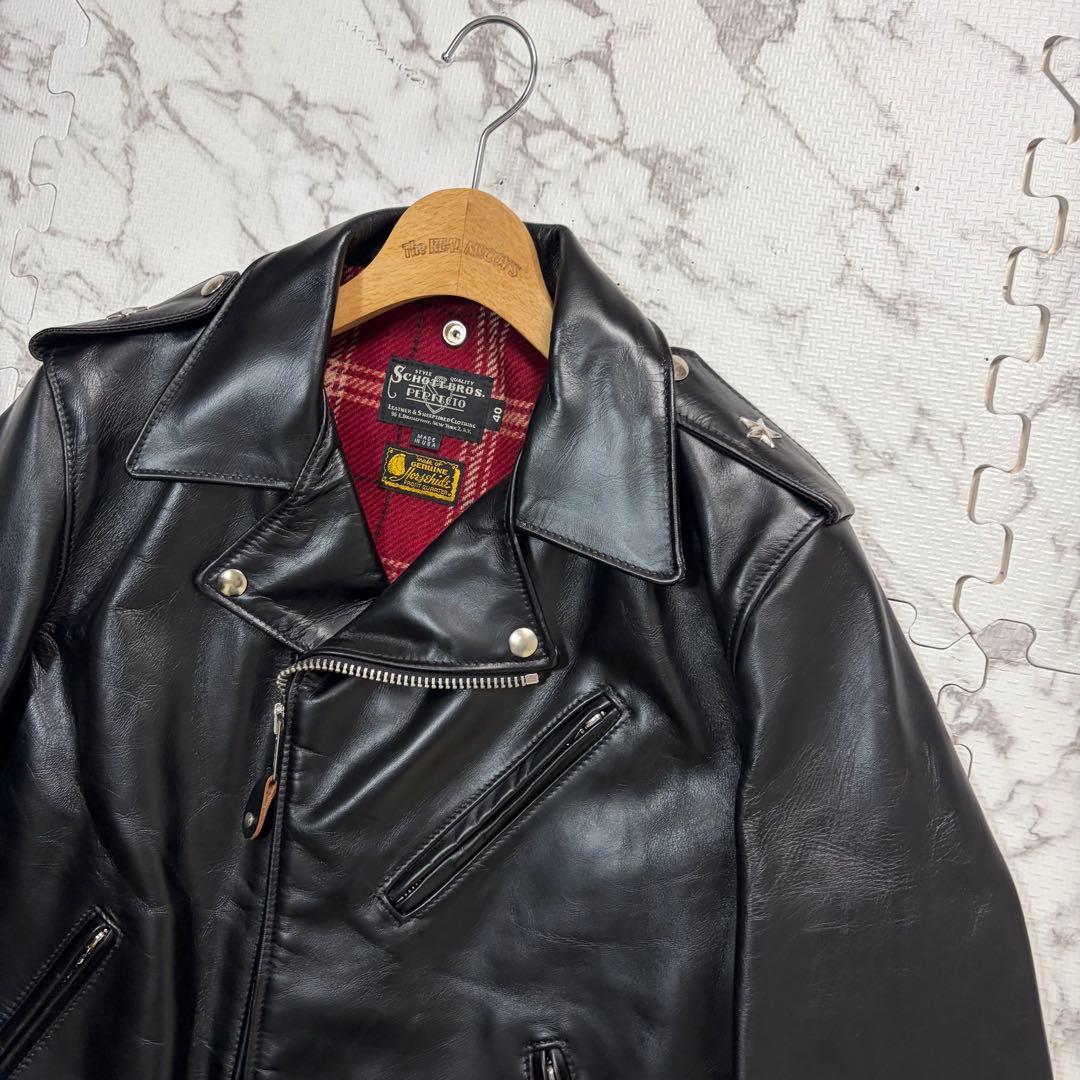 極美品✨ schott ライダースジャケット　613SJH 馬革　黒　40