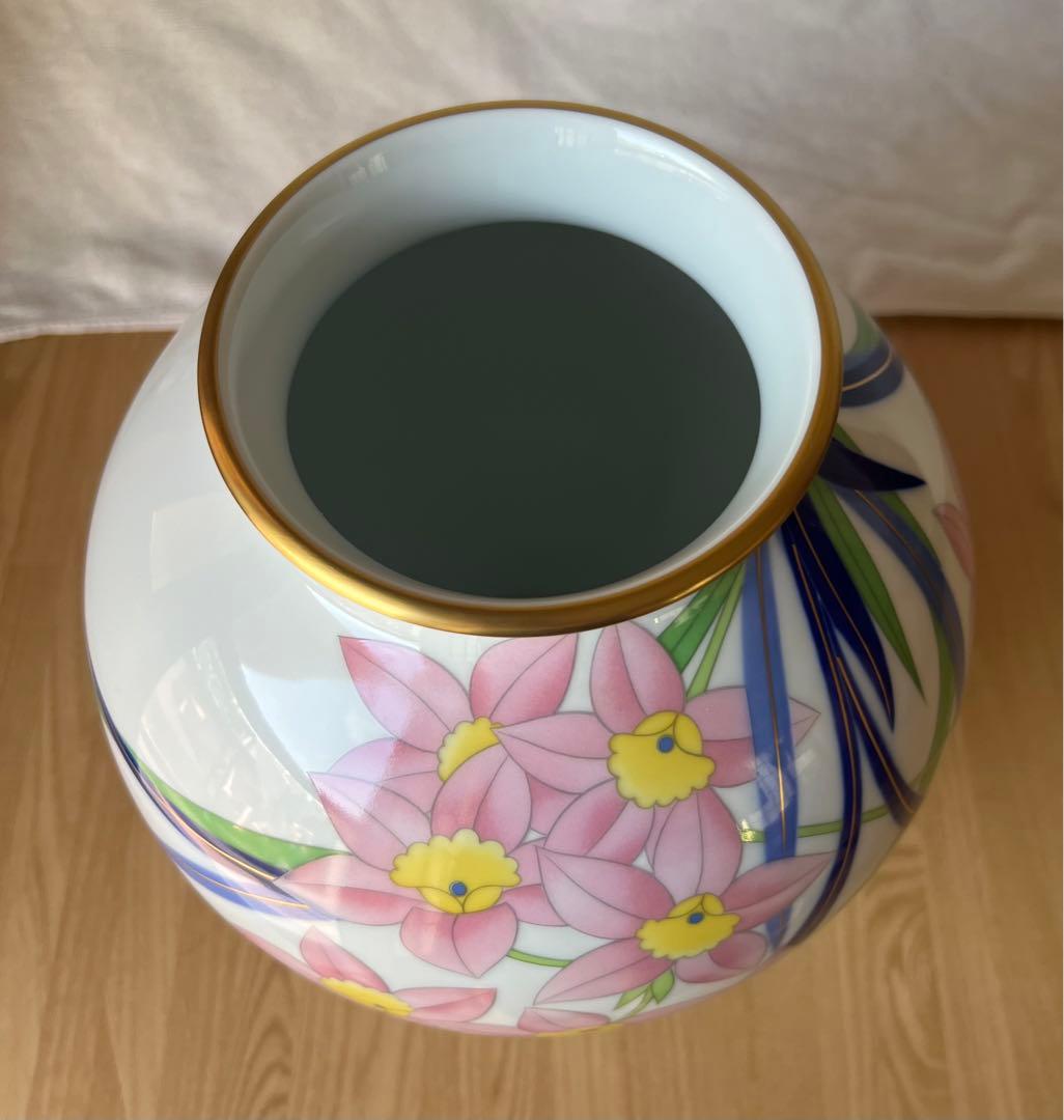 香蘭社　洋蘭　花瓶（専用木製花台付き）
