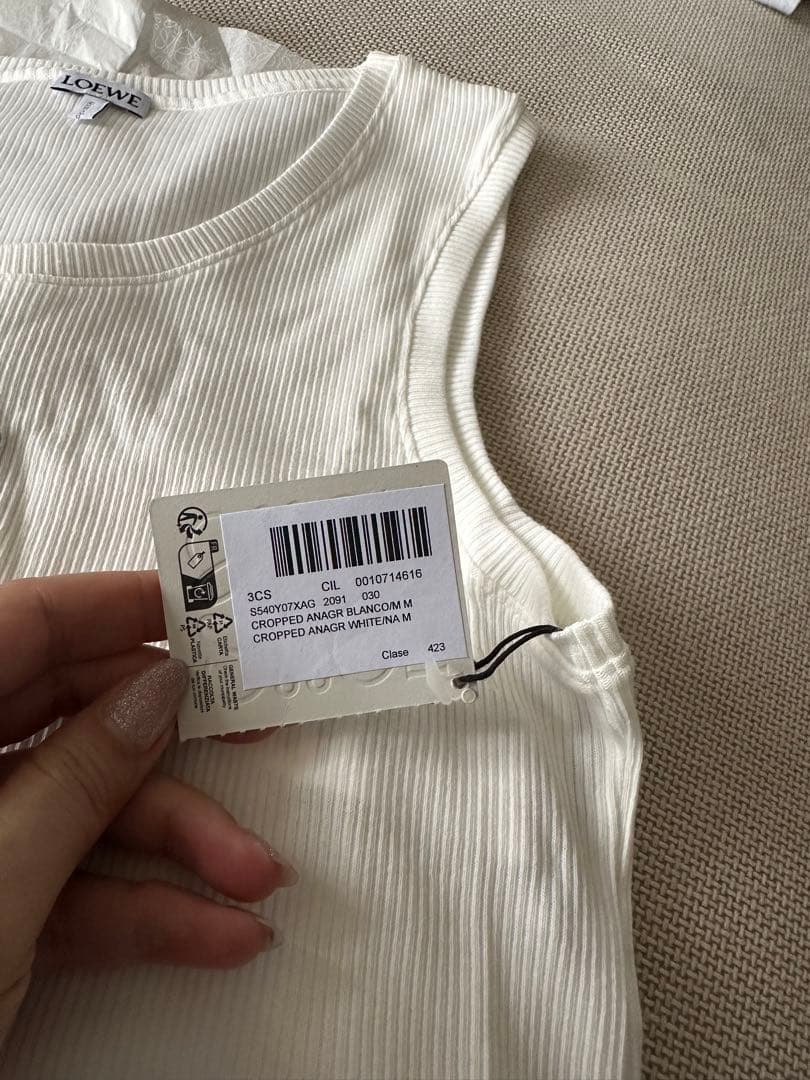 【正規品】LOEWE リブ編み タンクトップ M ホワイト