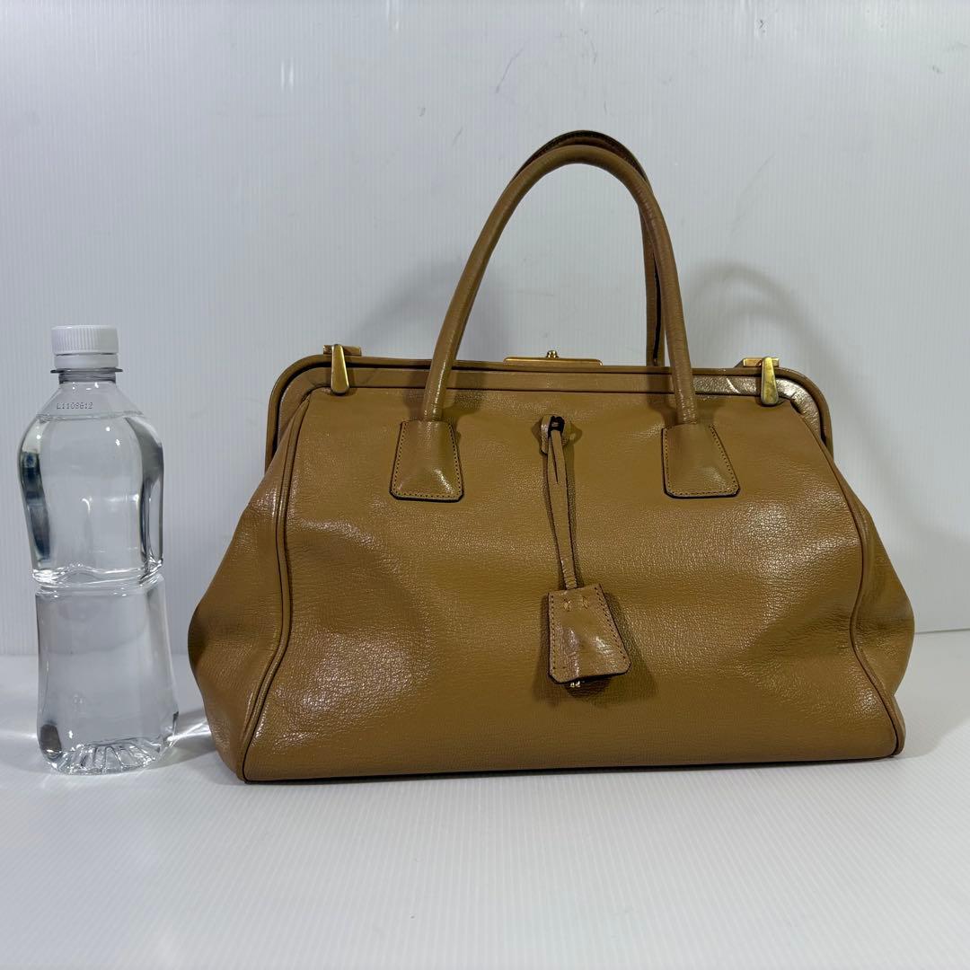 プラダ ドクターバッグ ハンドバッグ オールレザー がま口 チャーム 大容量