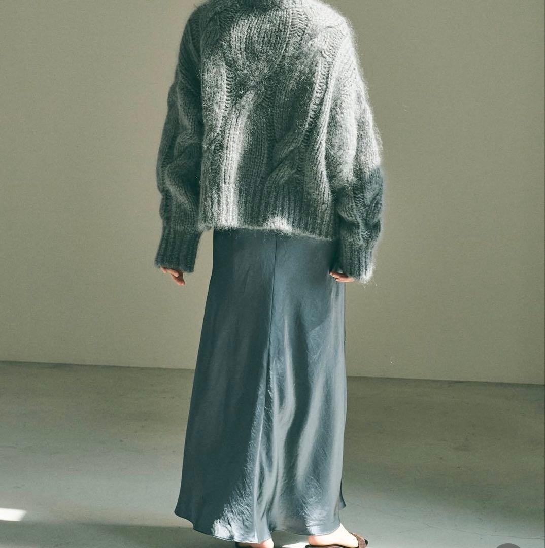 イマテリアル ocean satin skirt tide green