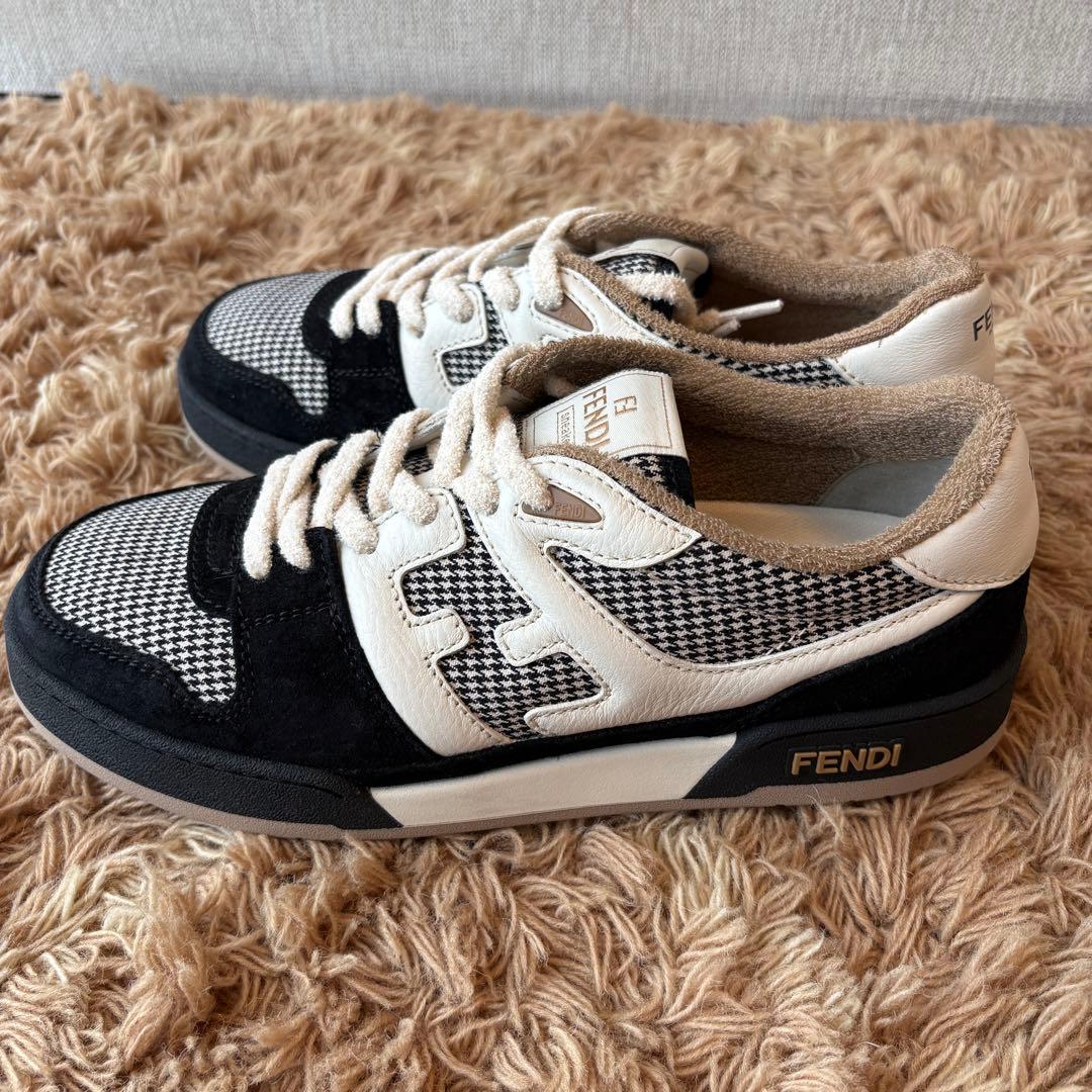 【未使用】FENDI フェンディ レザー スニーカー マッチ メンズ サイズ8