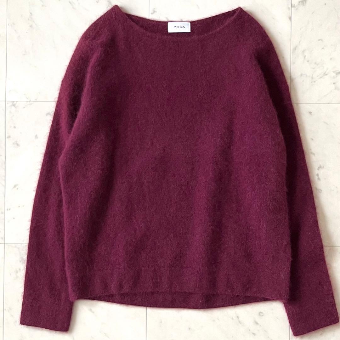 極美品♪MOGA モガ ウールカシミヤシャギーニット M ボルドー クルーネック