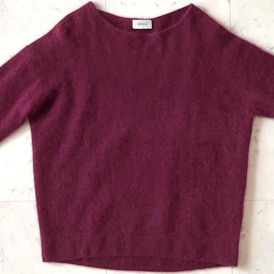 極美品♪MOGA モガ ウールカシミヤシャギーニット M ボルドー クルーネック