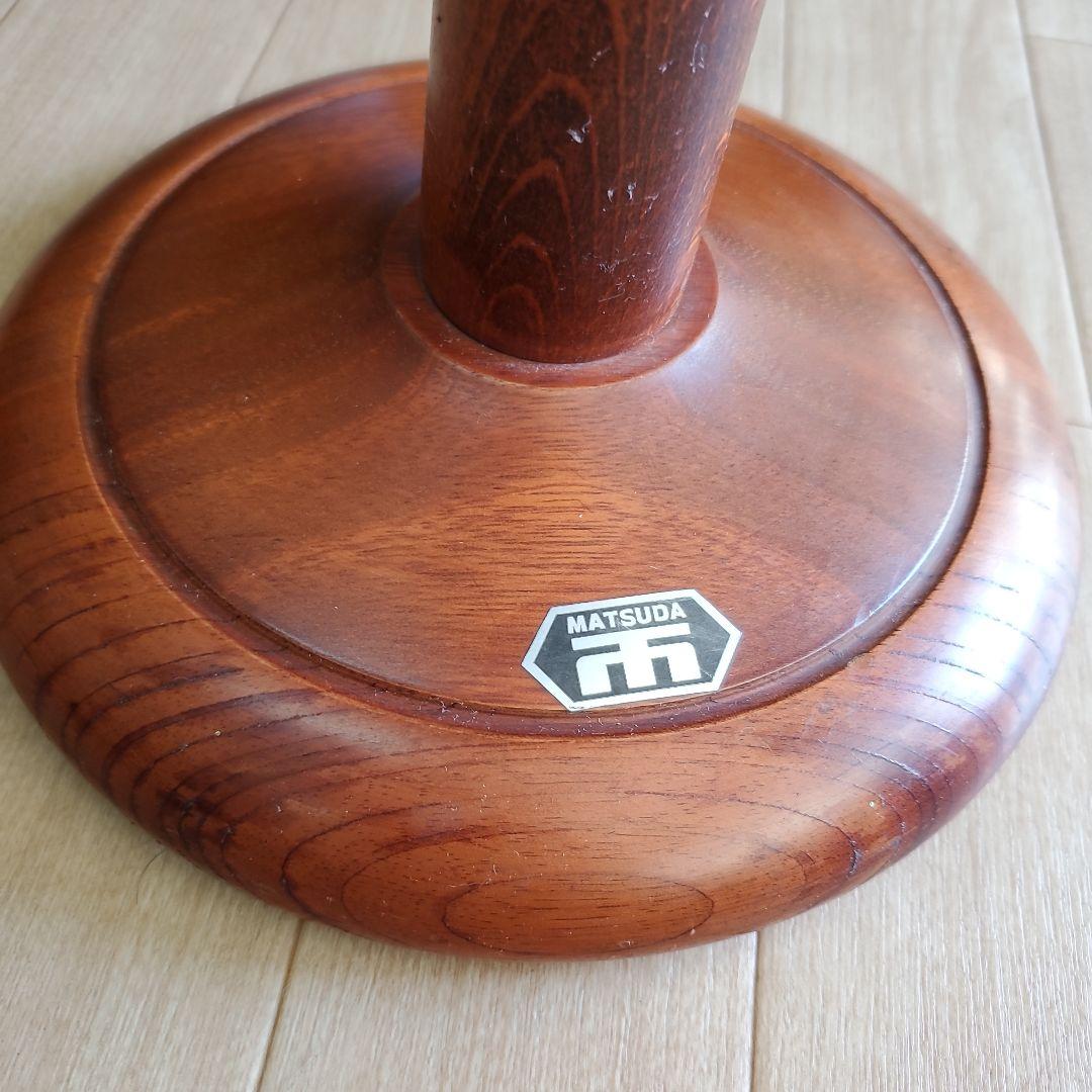 MATSUDA 置き型灰皿 ステンレス 木製昭和レトロスモークスタンド