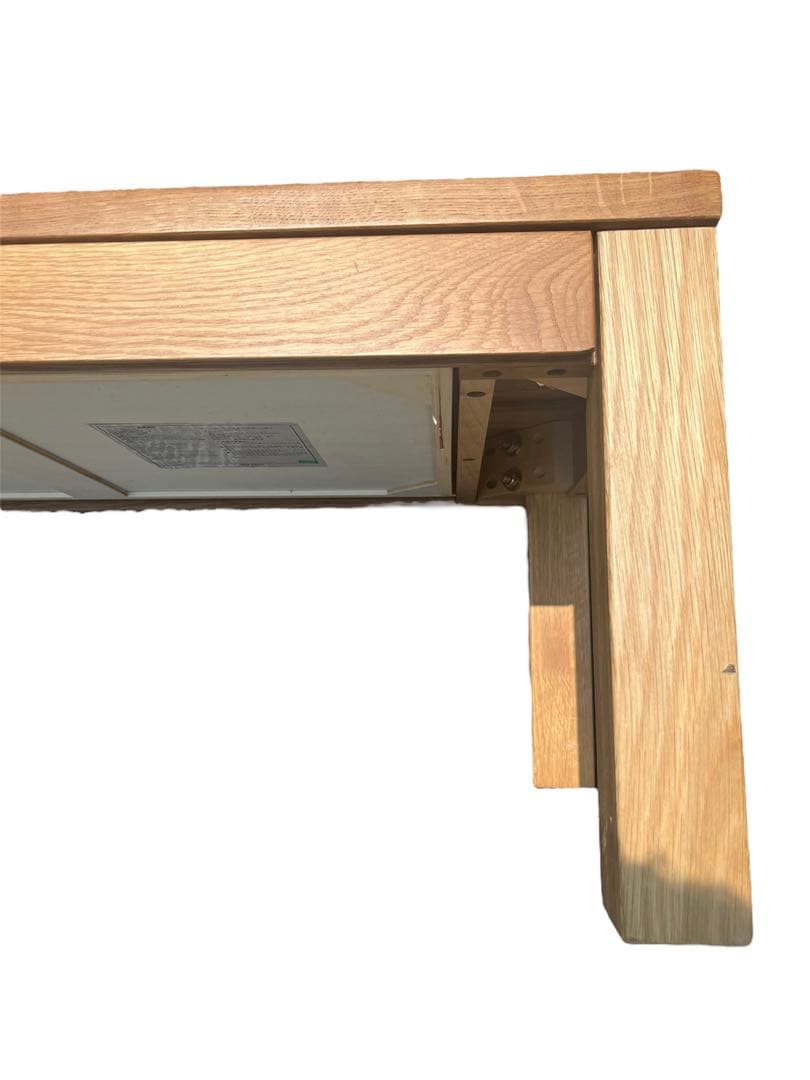 無印良品　無垢材ローテーブル　オーク材　引出付