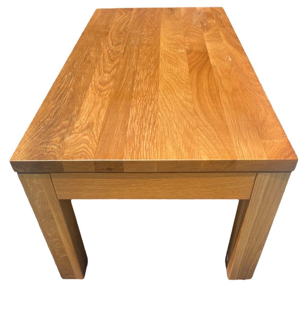 無印良品　無垢材ローテーブル　オーク材　引出付