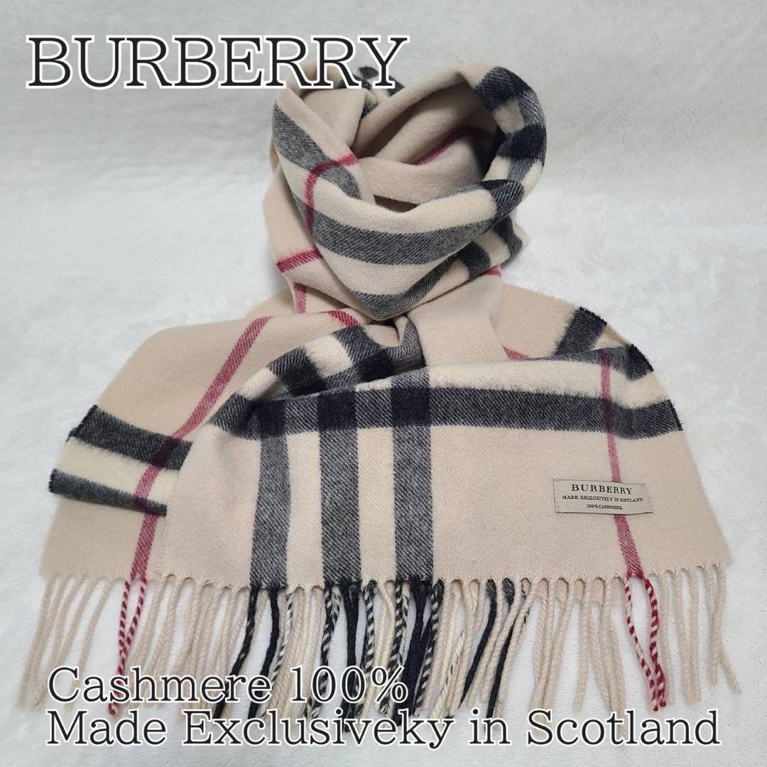 BURBERRY　バーバリー　マフラー　メガチェック　カシミア100%アイボリー