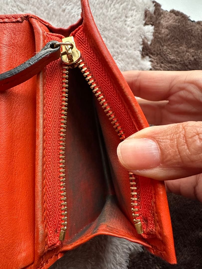 GUCCI ヘビ革 二つ折り財布 オレンジ　パイソン