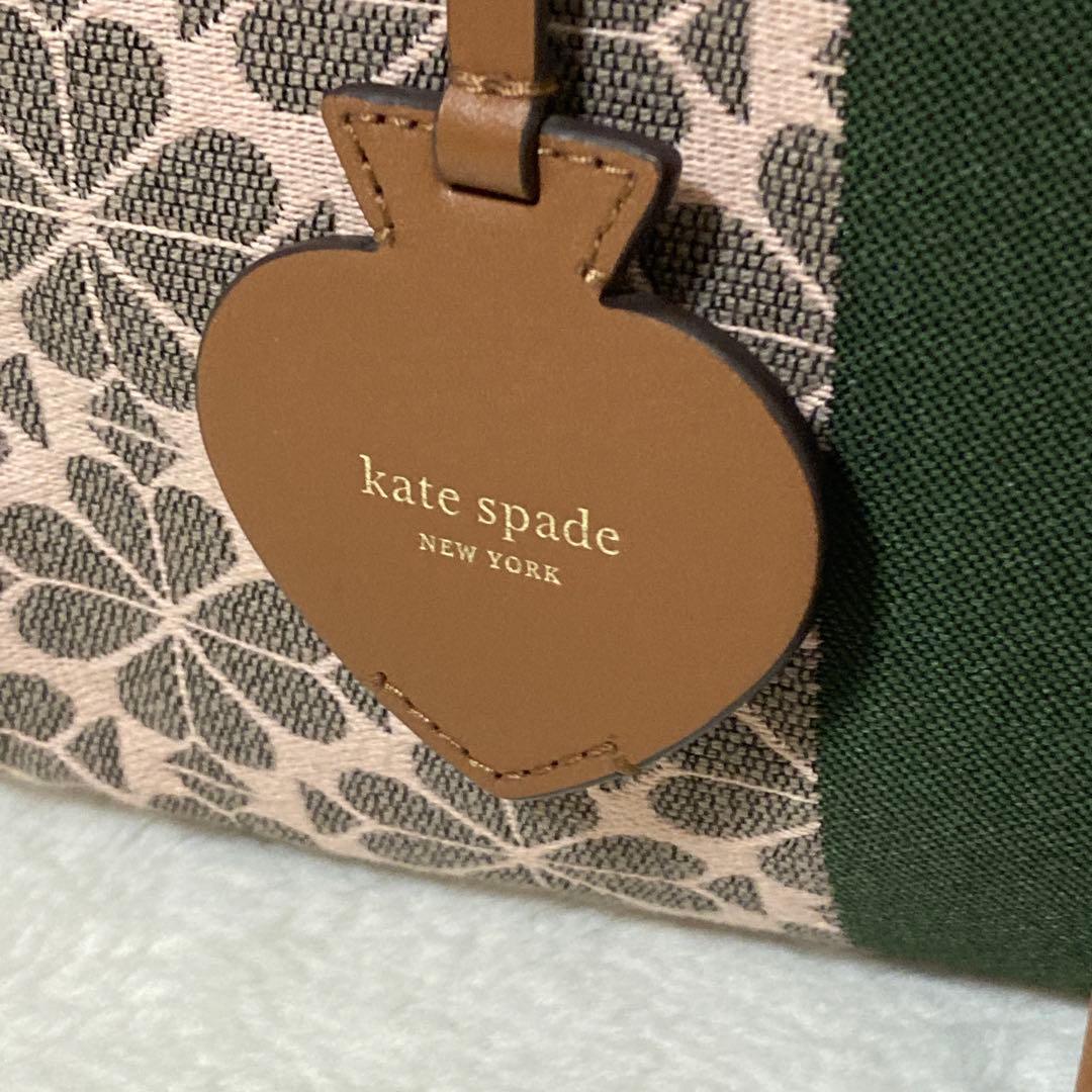 極美品 ケイトスペード トートバッグ フラワー ジャカード ストライプ