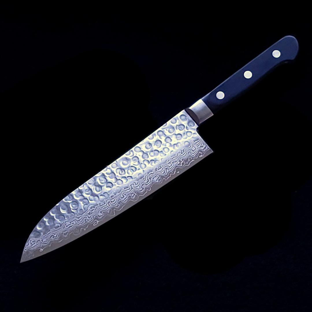 ソ*ー様 日本製 VG10 ダマスカス 三徳包丁185mm 黒柄 G1756E
