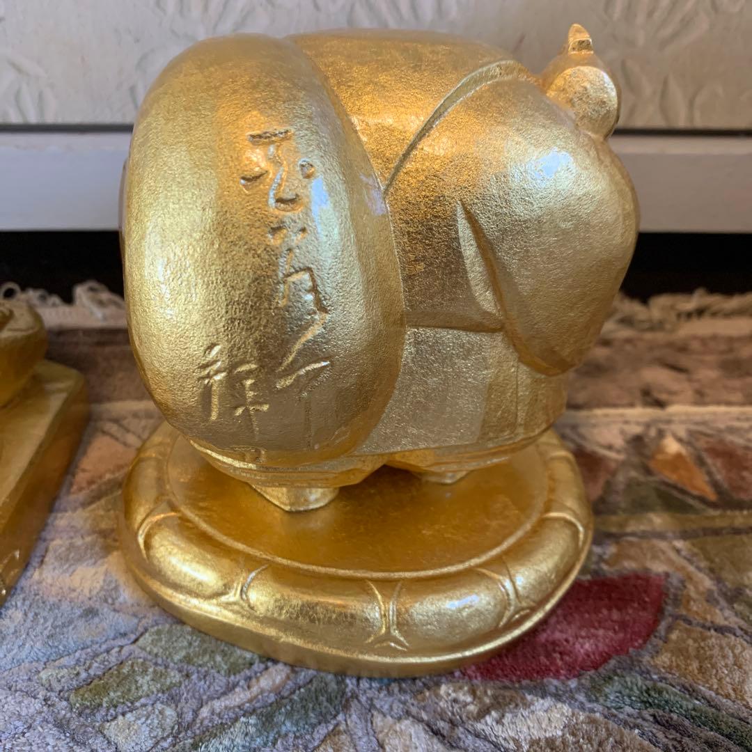 平櫛田中 満徳恵比寿尊 福聚大黒天尊 ブロンズ像 金 一対 新品 保証書付き