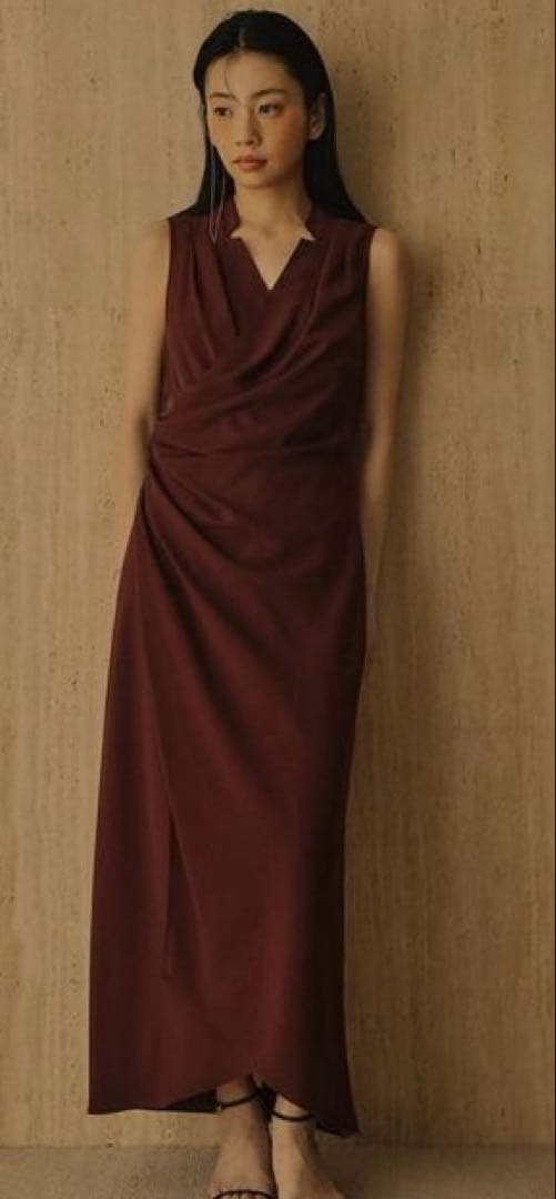 【お値下げ】anuans アニュアンス　ライトダブルサテンカシュクールワンピース