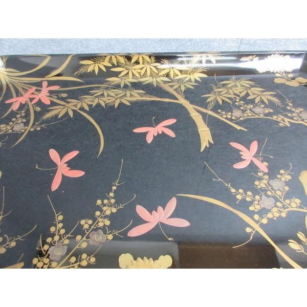 黒塗四君子高盛金蒔絵長硯蓋箱入り [B28397]