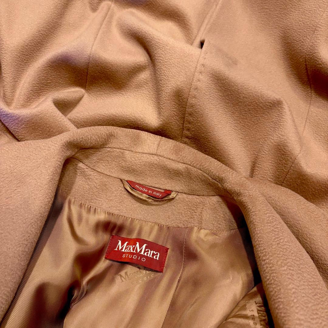 新品同様‼️ マックスマーラ 艶感美しい ショールカラーベルテッドコート