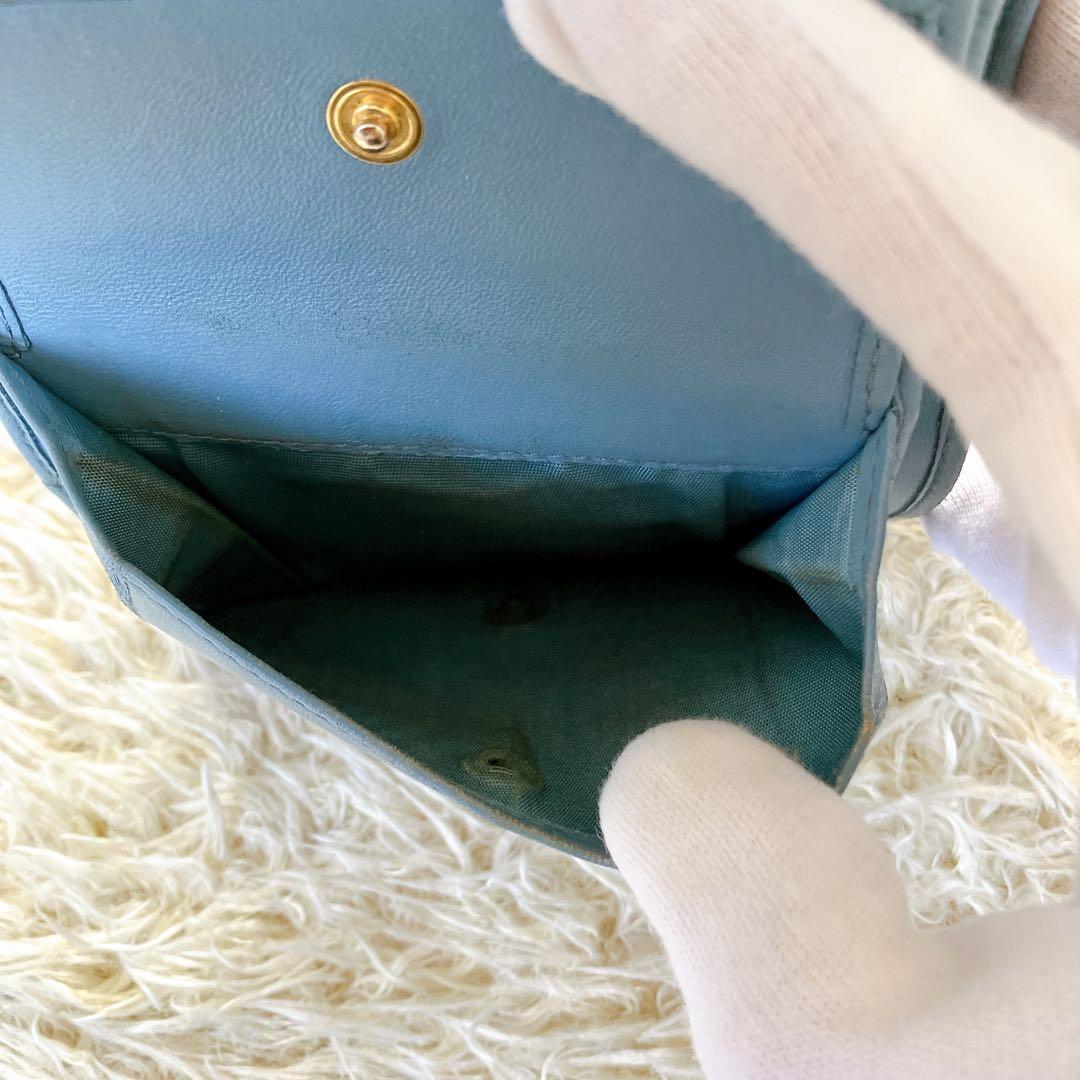 箱付✨ミュウミュウ 二つ折り財布 ビジュークリスタル マテラッセブルー RFID