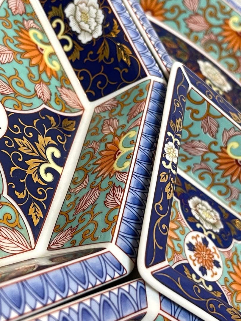 未使用品　古伊万里金彩　回転オードブル皿　花唐草176
