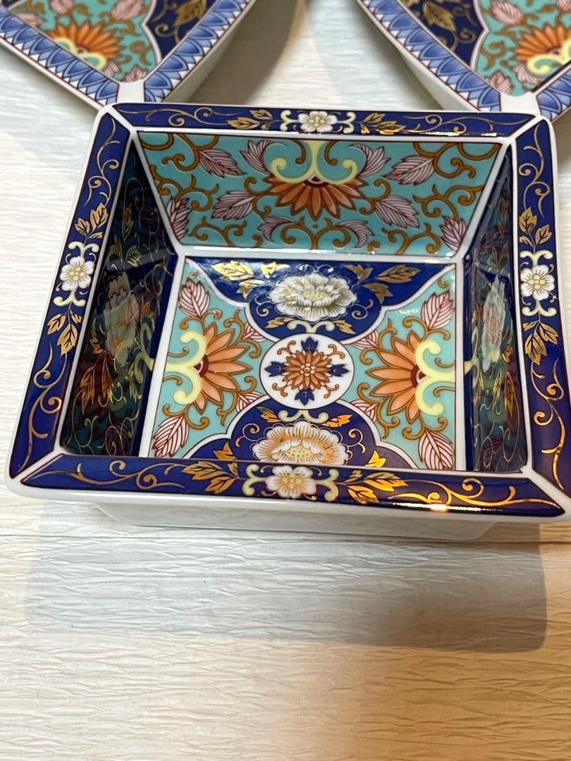未使用品　古伊万里金彩　回転オードブル皿　花唐草176