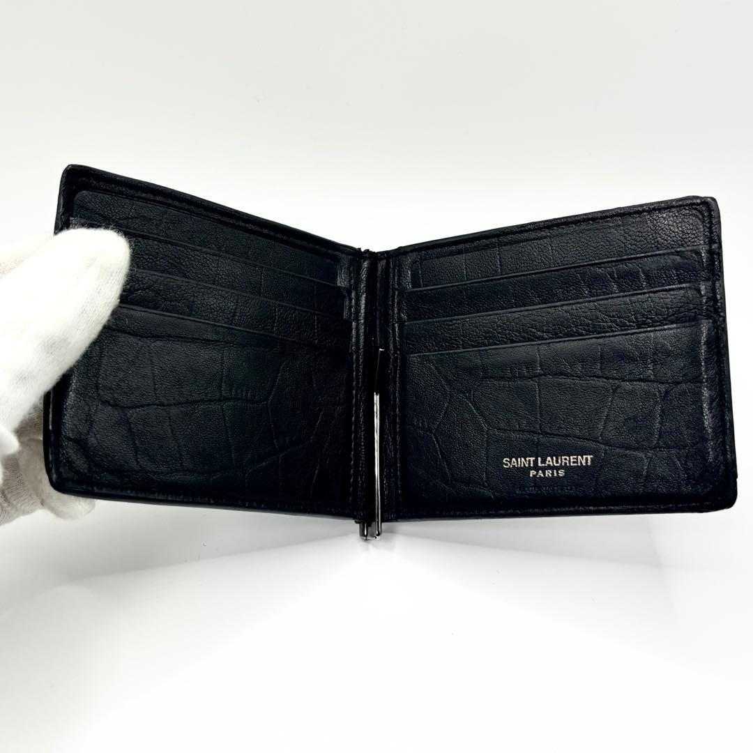 ✨希少✨SAINT LAURENT マネークリップ　カサンドラ　クロコ　ブラック