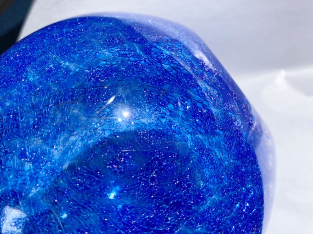 内貫入ガラス　花器　花瓶　ブルー