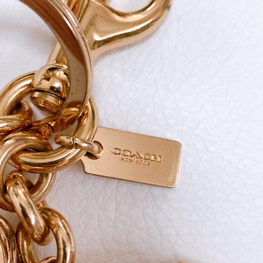 希少 COACH コーチ キーホルダー 犬 花 ピンクゴールド
