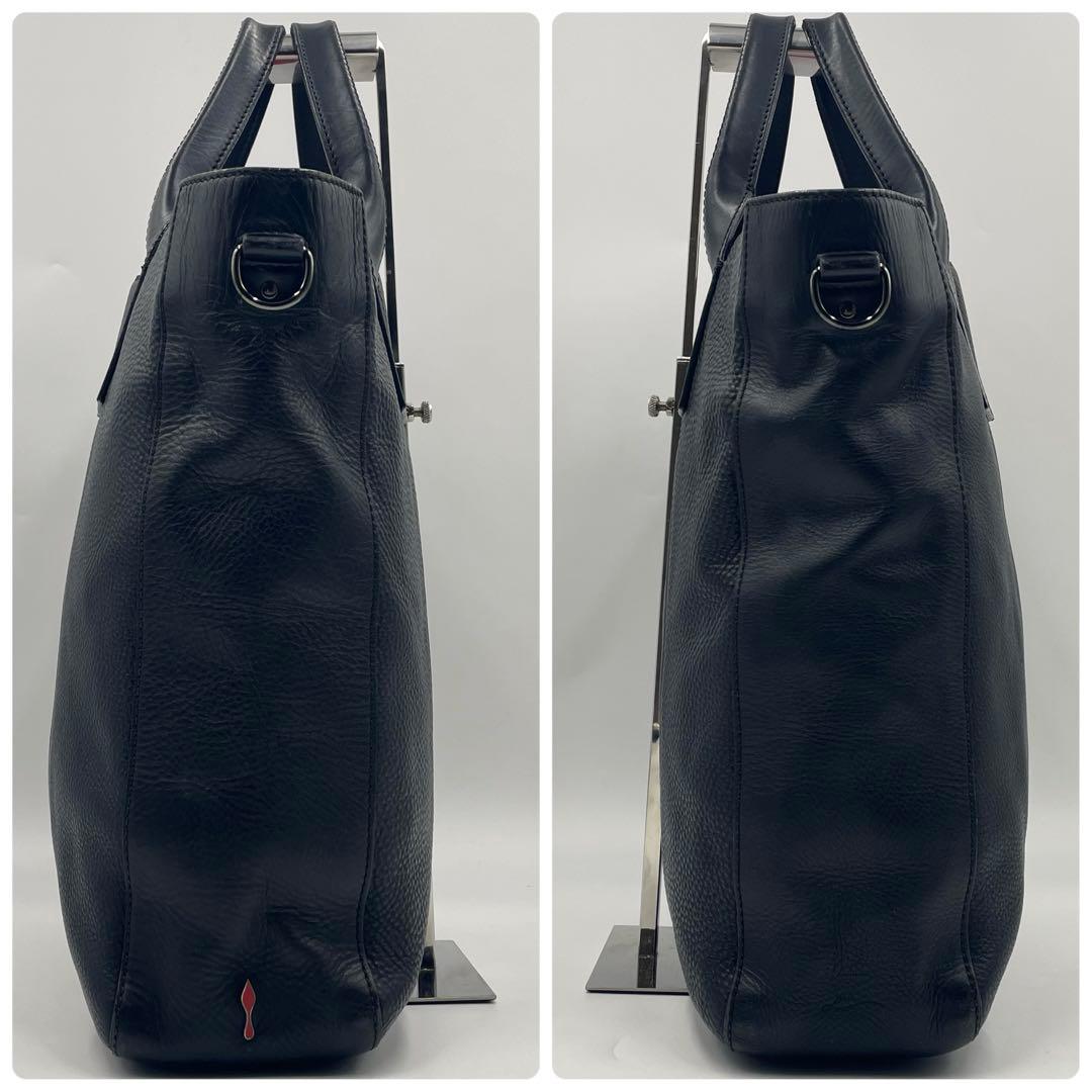 クリスチャンルブタン レザー トートバッグ 2way ショルダー ブラック大容量