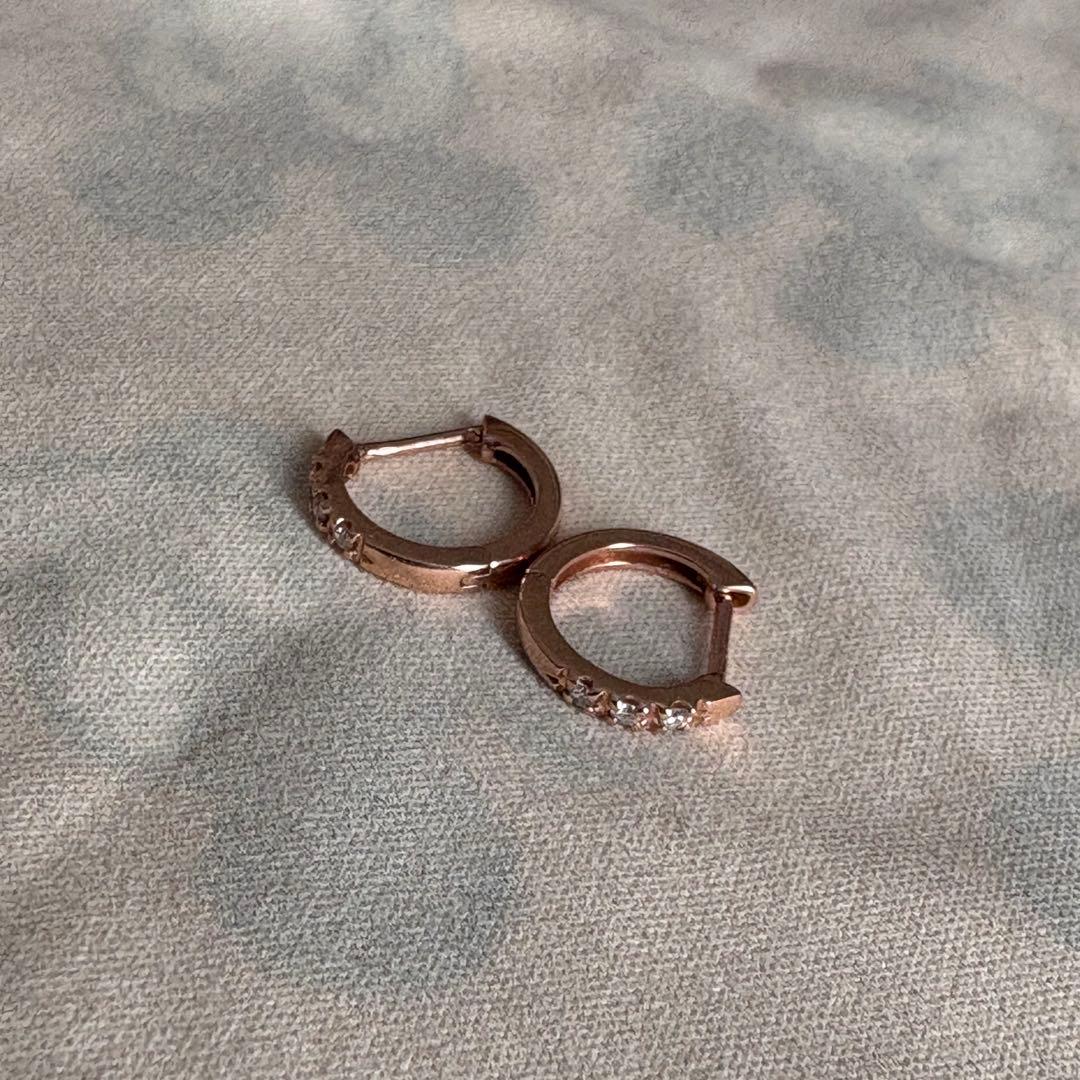 か*こ様 TSUTSUMI K10 ピンクゴールドダイヤモンドピアス フープピア