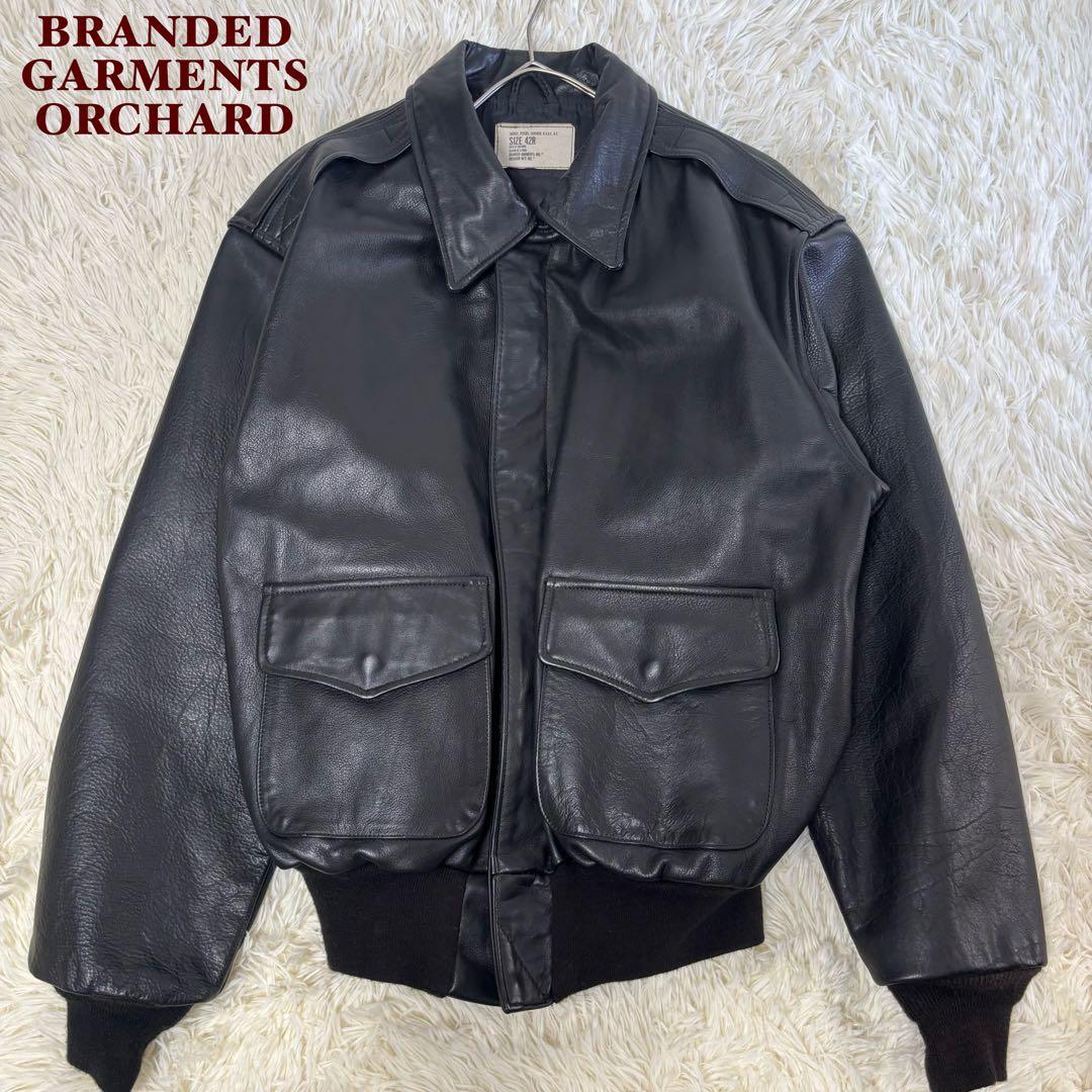 希少✨90's レザージャケット A-2 フライト　米軍官給品　42 本革　黒