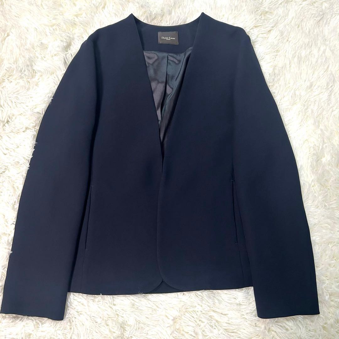 【美品】 Demi-Luxe BEAMS スーツ ノーカラージャケット パンツL