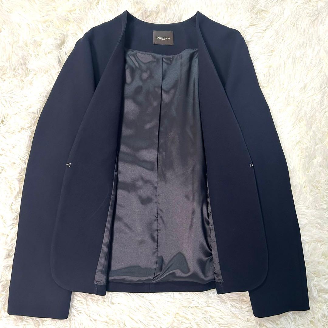 【美品】 Demi-Luxe BEAMS スーツ ノーカラージャケット パンツL