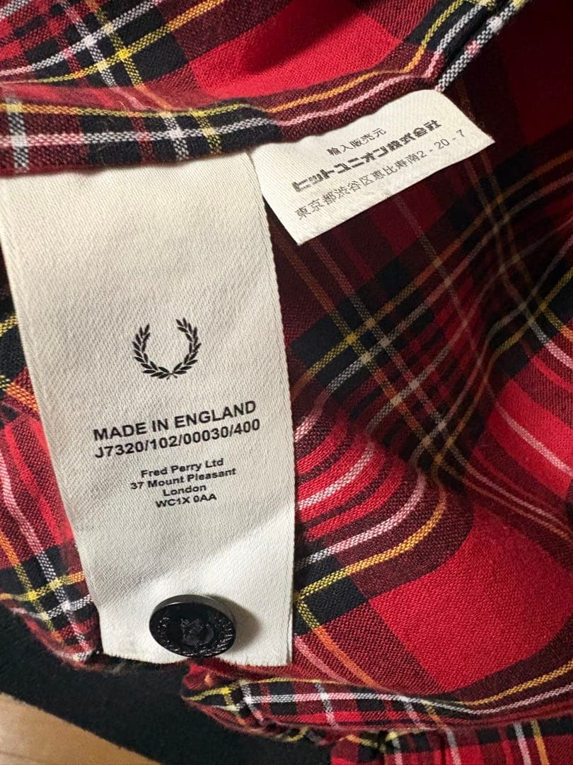 フレッドペリー FREDPERRY英国製ハリントンジャケット［ブラック］