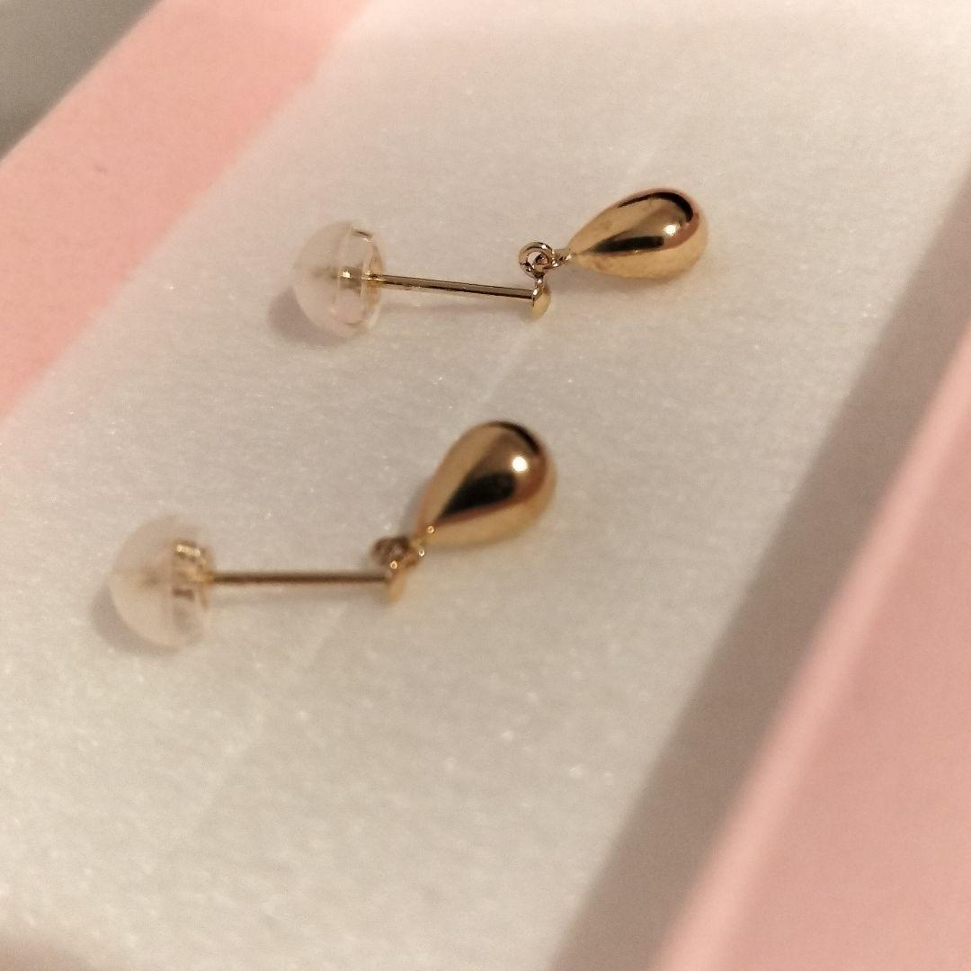 QOOcann　k18 18金　ドロップ型　しずく型　ピアス