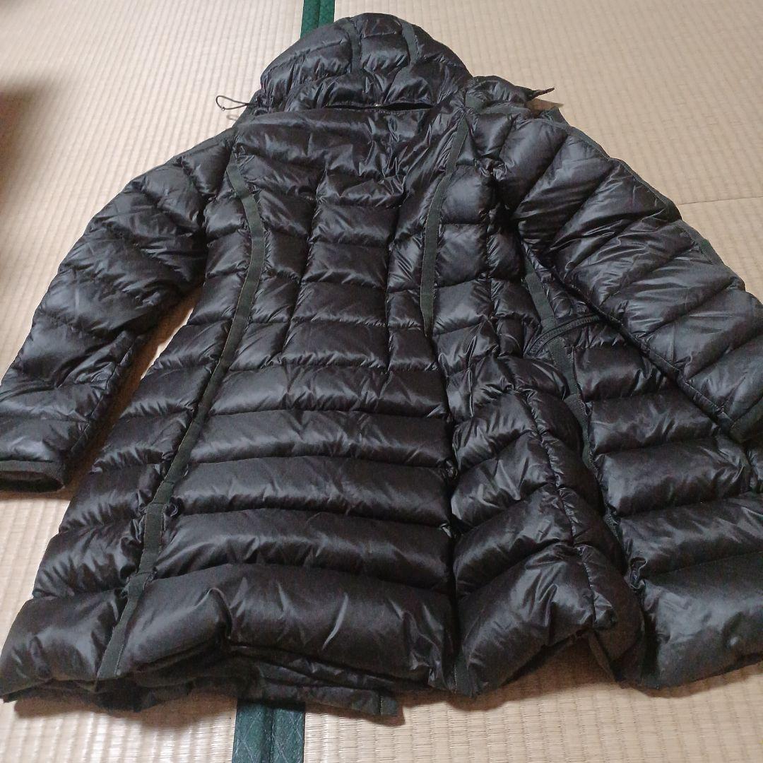 Moncler HERMINEダークグリーンダウンロングコートエルミンヌサイズ0