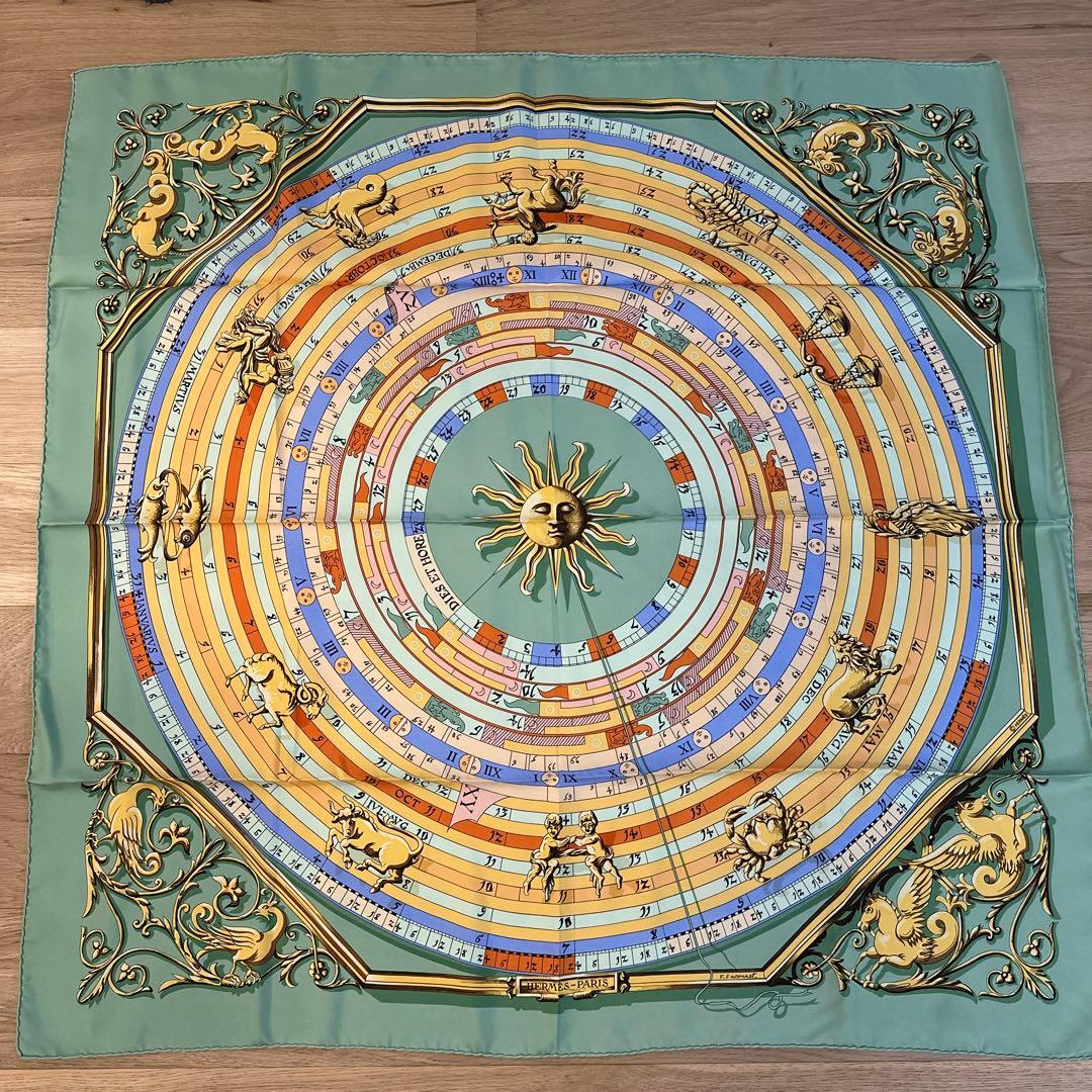 HERMES 天文図デザイン シルクスカーフ