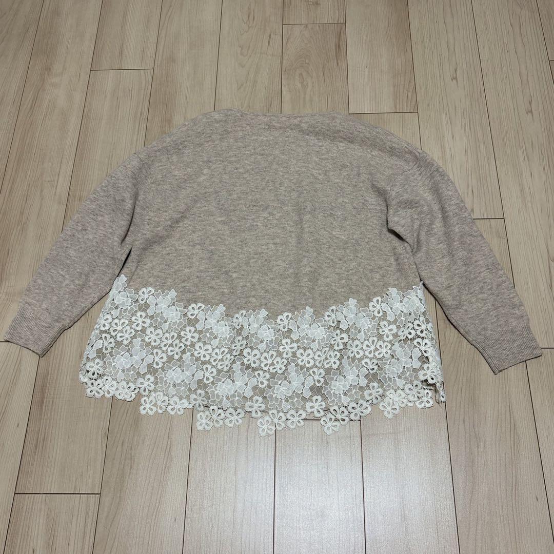 名作！BEARDSLEY 裾レース　フラワー　花　ニット　カットソー