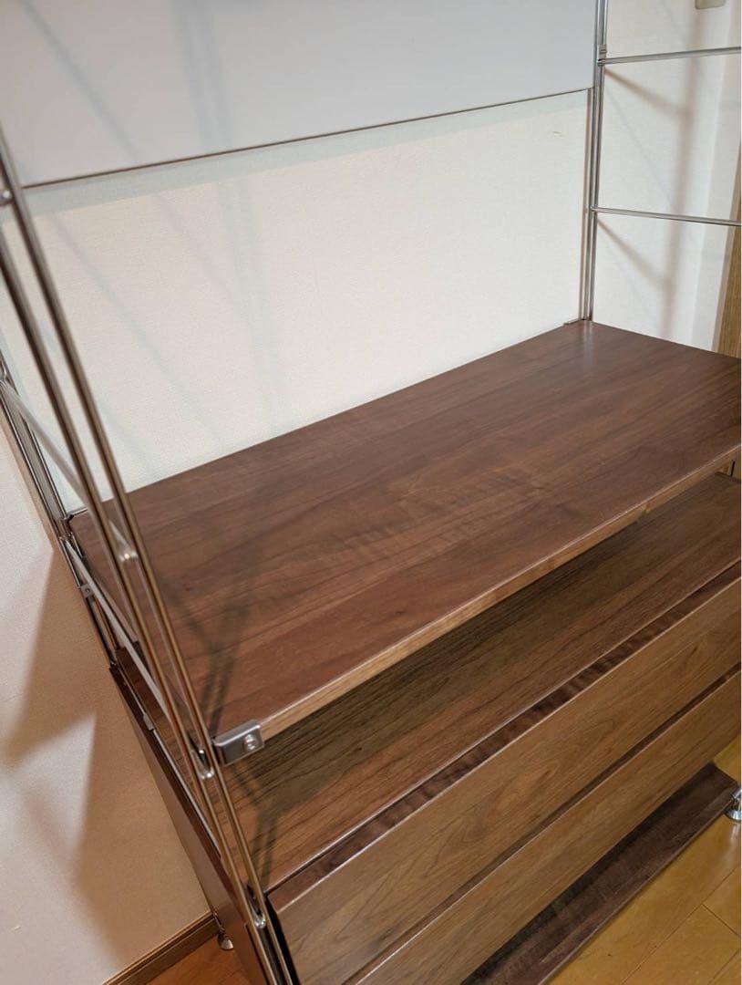 ■送料込■無印 ステンレスユニットシェルフ ウォールナット 衣類収納棚シェルフ