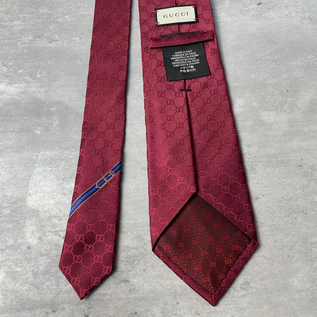【現行】 GUCCI グッチ GG柄 総柄 ネクタイ ボルドー ワインレッド