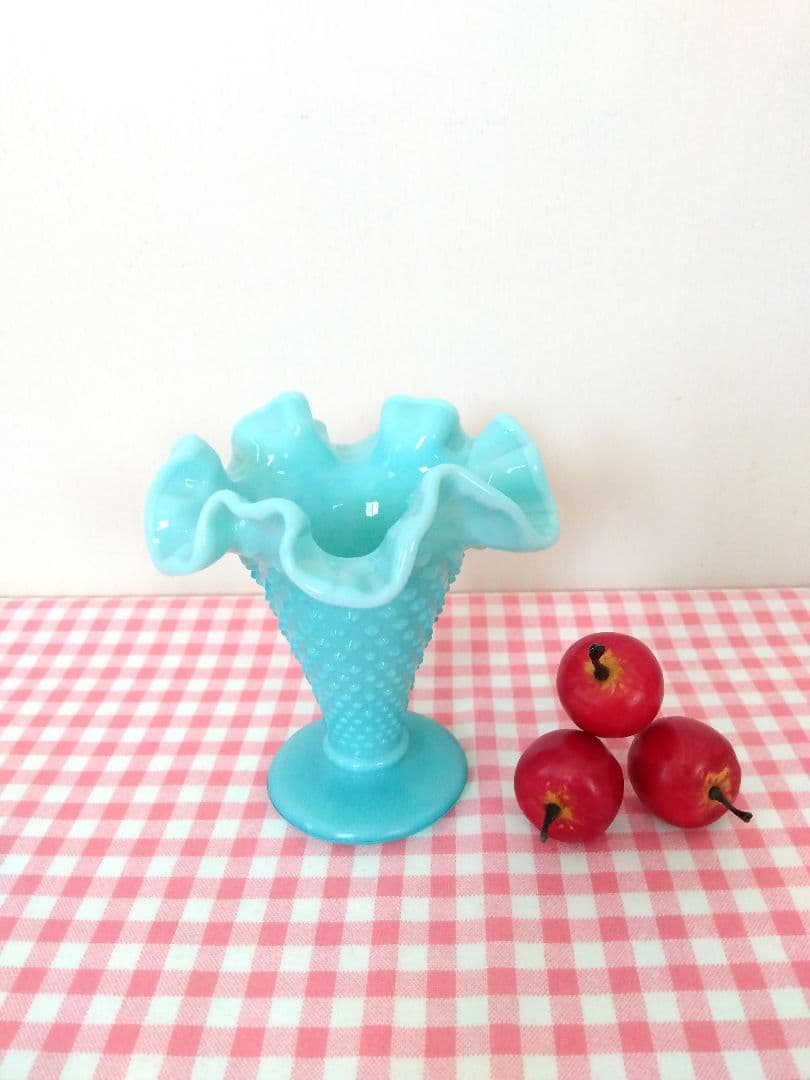 最終価格！美品 フェントン フラワーベース 花瓶　ブルー USA ヴィンテージ