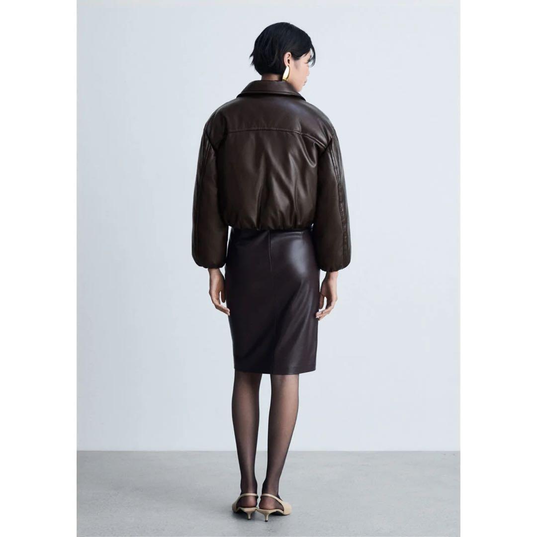 MANGO フェイクレザー ボンバージャケット
