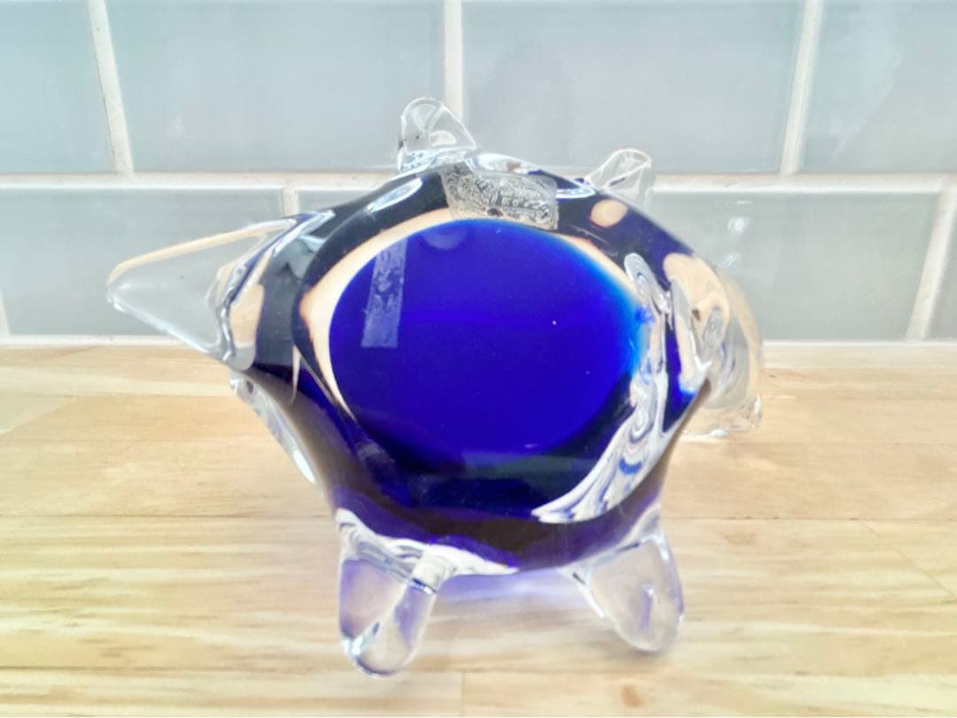 ベネチア ガラス murano ムラーノ ムラノ ヴェネチアグラス 亀 ブルー