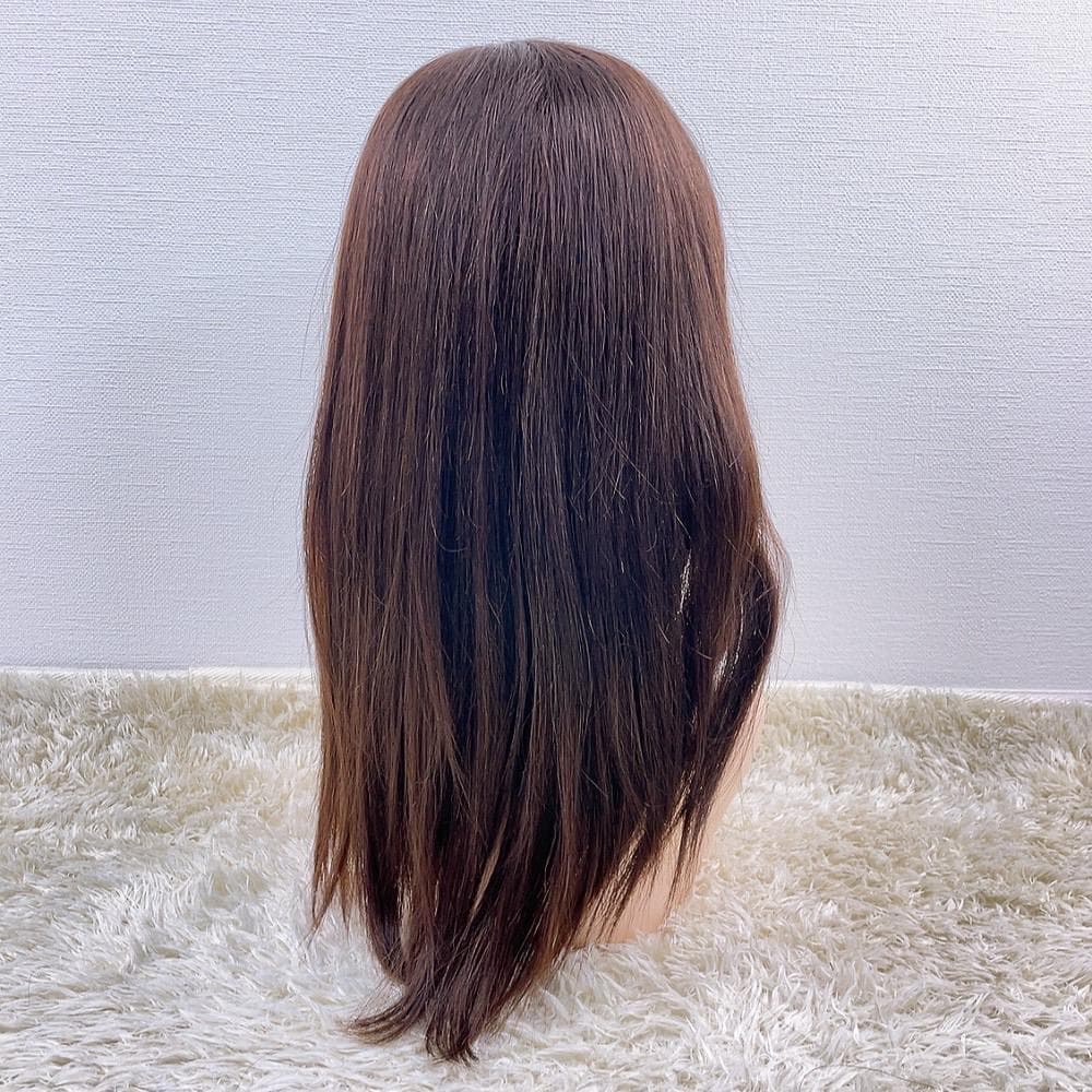 人毛100% フルウィッグ 医療用 ロングストレート モカブラウン 茶髪 新品