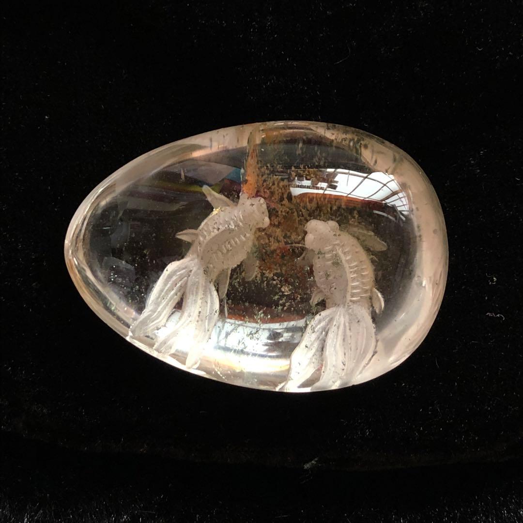 金魚　水晶　彫り