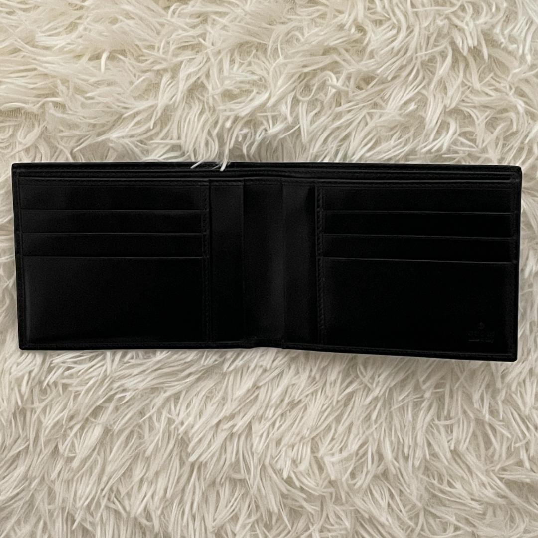 【未使用品】 グッチ　二つ折り 財布　シルバープレート　コンパクトウォレット　黒