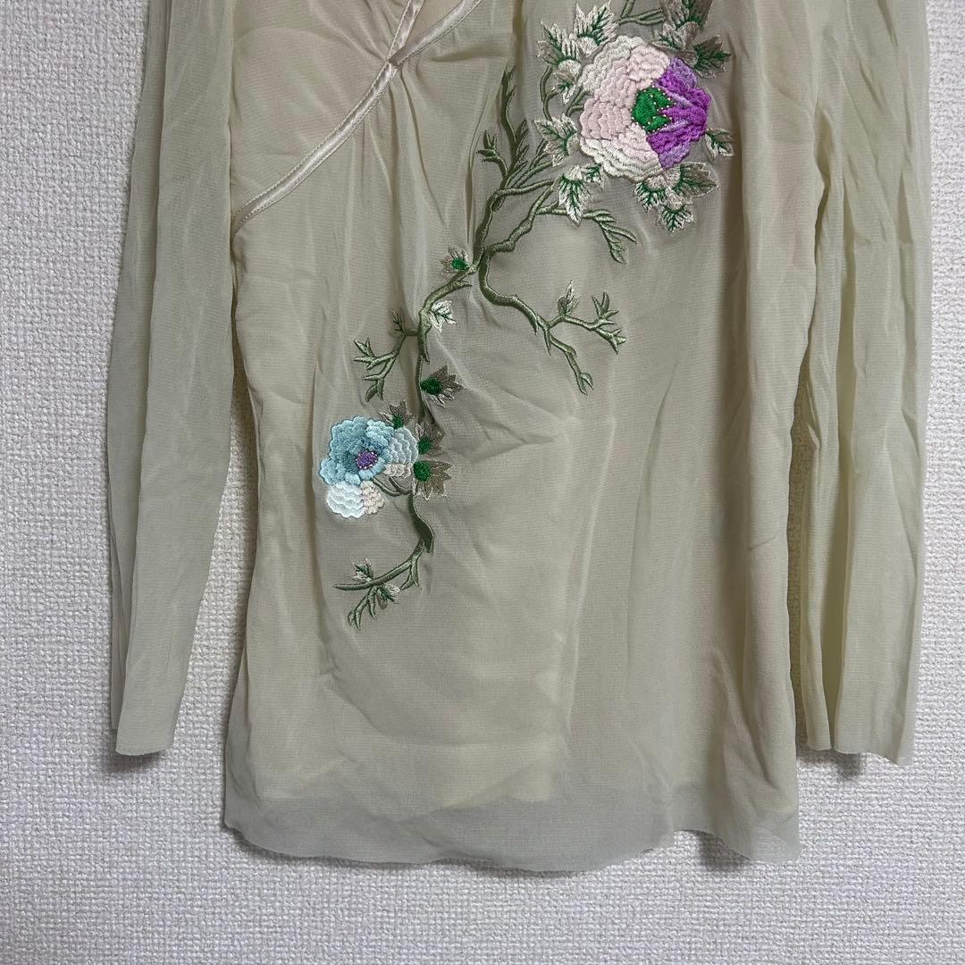 VIVIENNE TAM 花刺繍 シアートップス チャイナ風 長袖 セットアップ