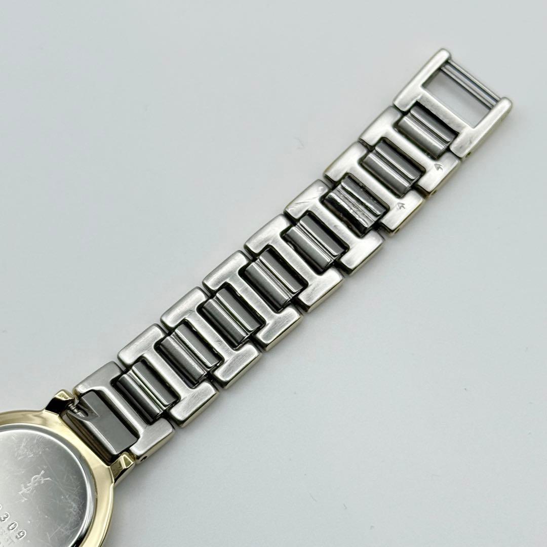 ✨稼働・美品✨サンローラン 腕時計 クォーツ ラウンド コンビ 青文字盤