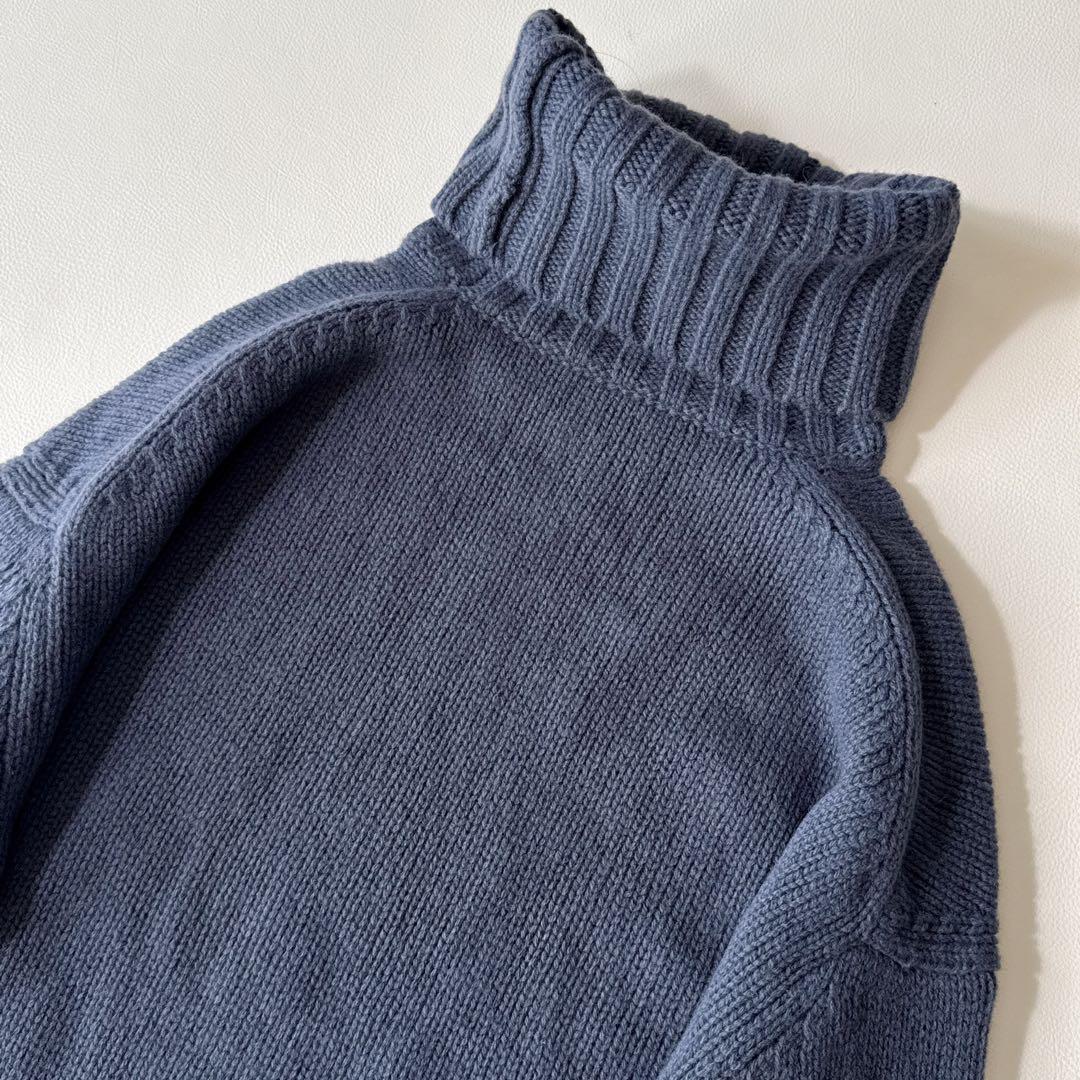 ファインウール タートルネックプルオーバー ダークブルー
